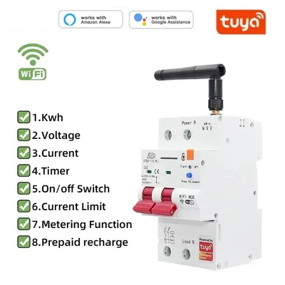 Glomarket Interruptor de circuito Wifi Smart Switch Tuya Smart 1p 2p 3p 4p Sistema doméstico inteligente Circuito elétrico 4P MCB Interruptor inteligente