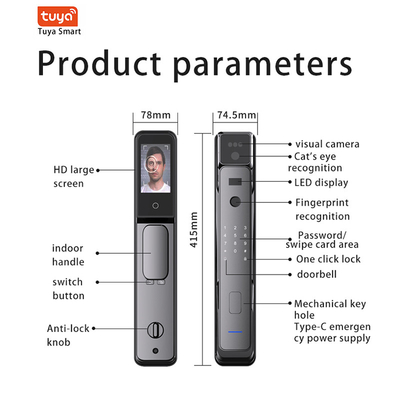 Fechadura de porta inteligente digital totalmente automática com reconhecimento facial e de impressões digitais