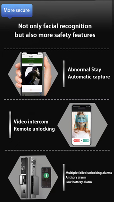 Fechadura de reconhecimento facial de luxo com interfone visual de alta qualidade e monitoramento em tempo real