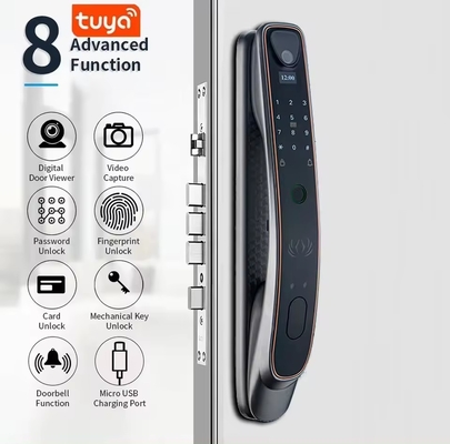 Tuya reconhecimento facial fechadura de porta inteligente Wi-Fi / impressão digital zigbee / veia do dedo opcional captura de olho de gato