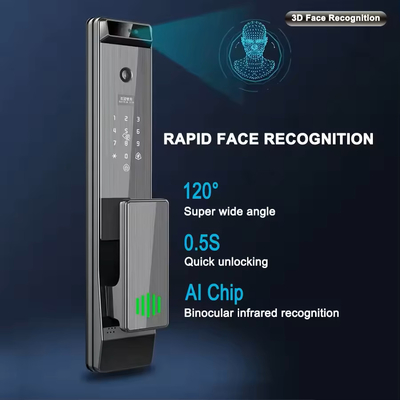 Glomarket Tuya Digital Smart Lock Sistema biométrico totalmente automático Segurança Impressão digital 3D Reconhecimento facial Password Fechadura de porta
