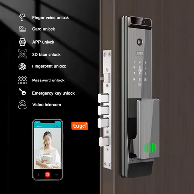 Glomarket Tuya Digital Smart Lock Sistema biométrico totalmente automático Segurança Impressão digital 3D Reconhecimento facial Password Fechadura de porta