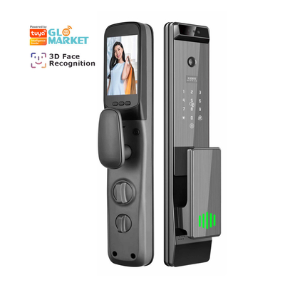 Glomarket Tuya Digital Smart Lock Sistema biométrico totalmente automático Segurança Impressão digital 3D Reconhecimento facial Password Fechadura de porta