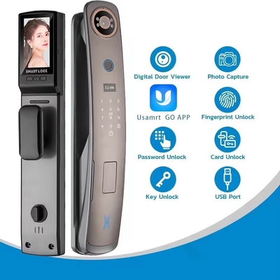 Glomarket 3d reconhecimento facial fechadura de porta inteligente com câmera digitais impressão digital fechaduras de segurança totalmente automática