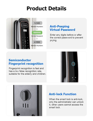 Glomarket Totalmente automático Tuya Wifi Smart Door Lock Controle de telefone celular Dedo digital Password Smart Lock Com Câmera