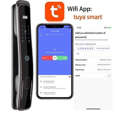 Glomarket Totalmente automático Tuya Wifi Smart Door Lock Controle de telefone celular Dedo digital Password Smart Lock Com Câmera