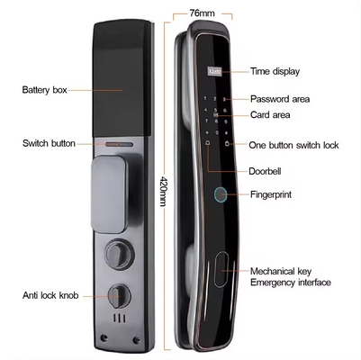 Glomarket Totalmente automático Tuya Wifi Smart Door Lock Controle de telefone celular Dedo digital Password Smart Lock Com Câmera