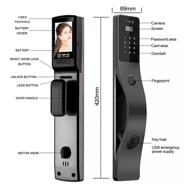Glomarket Tuya Reconhecimento Facial Fechadura de Porta Inteligente Segurança Senha Digital Impressão Digital Fechaduras Inteligentes