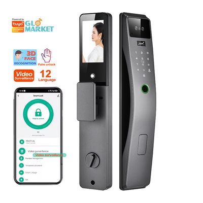 Glomarket 3d reconhecimento facial Smart Door Lock Tuya Intercom vídeo em tempo real Wifi Inteligente Fechadura de porta com impressão de palma