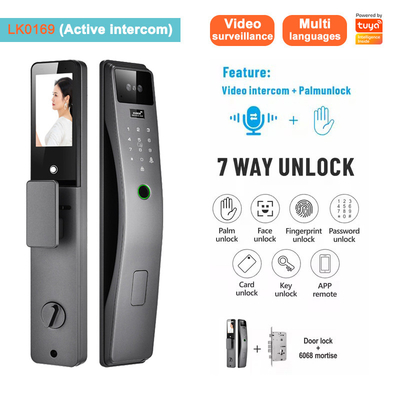 Glomarket 3d reconhecimento facial Smart Door Lock Tuya Intercom vídeo em tempo real Wifi Inteligente Fechadura de porta com impressão de palma