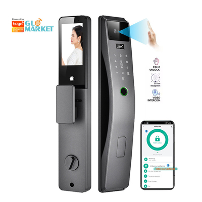 Glomarket 3d reconhecimento facial Smart Door Lock Tuya Intercom vídeo em tempo real Wifi Inteligente Fechadura de porta com impressão de palma