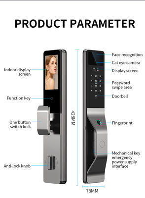 Glomarket Alumínio Ligação Automática Tuya Smart Door Lock 3d Face Recognition Video Intercom Digital Fingerprint Lock