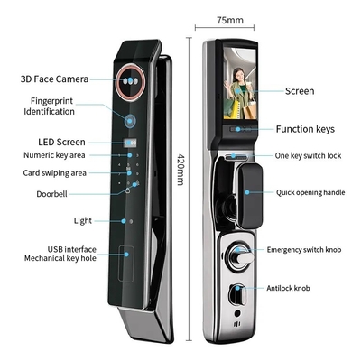 Glomarket Preço de fábrica Wifi App Smart Door Lock Com Reconhecimento Facial Biométrico Impressão Dental Cerradura Suporte Função de Intercomunicador