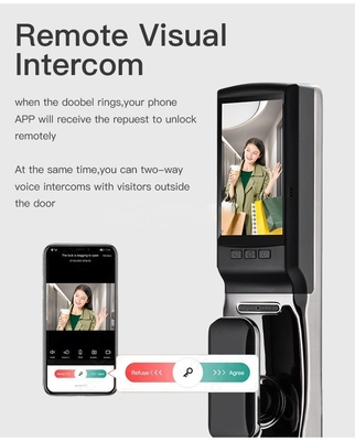Glomarket Preço de fábrica Wifi App Smart Door Lock Com Reconhecimento Facial Biométrico Impressão Dental Cerradura Suporte Função de Intercomunicador