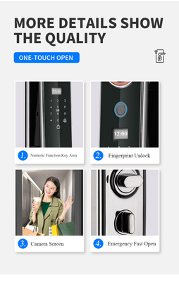 Glomarket Preço de fábrica Wifi App Smart Door Lock Com Reconhecimento Facial Biométrico Impressão Dental Cerradura Suporte Função de Intercomunicador
