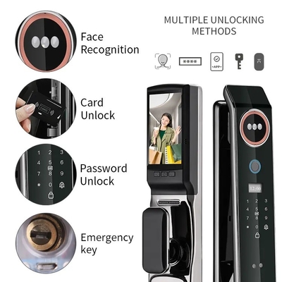 Glomarket Preço de fábrica Wifi App Smart Door Lock Com Reconhecimento Facial Biométrico Impressão Dental Cerradura Suporte Função de Intercomunicador