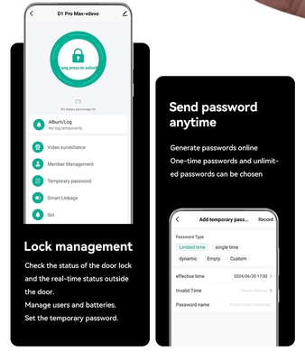 Glomarket Tuya Wifi Smart Lock Alumínio Porta de Madeira Reconhecimento Facial Impressão da Palma Impressão Biométrica Digital Smart Lock