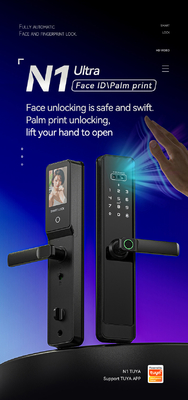 Glomarket Tuya Wifi Smart Lock Alumínio Porta de Madeira Reconhecimento Facial Impressão da Palma Impressão Biométrica Digital Smart Lock