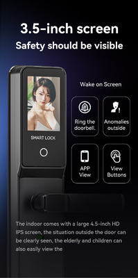 Glomarket Tuya Wifi Smart Lock Alumínio Porta de Madeira Reconhecimento Facial Impressão da Palma Impressão Biométrica Digital Smart Lock