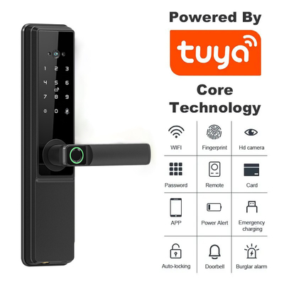 Glomarket Tuya Wifi Smart Door Lock With Cat Eye Fechadura Digital Eletrônica de Impressões Dedo Porta Smart Home