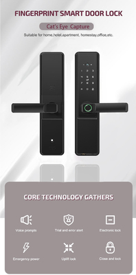 Glomarket Tuya Wifi Smart Door Lock With Cat Eye Fechadura Digital Eletrônica de Impressões Dedo Porta Smart Home