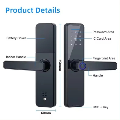 Glomarket Wifi Tuya Smart Door Lock Alumínio impressão digital Password Card Key Desbloquear Biométrico Digital Smart Lock
