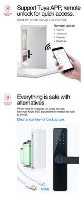 Glomarket Wifi Tuya Smart Door Lock Alumínio impressão digital Password Card Key Desbloquear Biométrico Digital Smart Lock