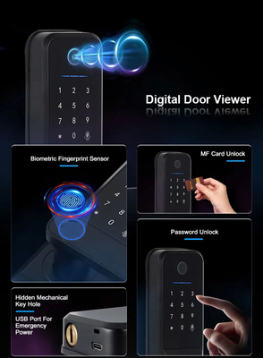 Glomarket Wifi Biométrico Eletrônico Tuya App Remote Smart Lock Smart Fingerprint Door Lock Com Olho de Gato