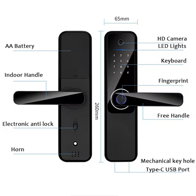 Glomarket Wifi Biométrico Eletrônico Tuya App Remote Smart Lock Smart Fingerprint Door Lock Com Olho de Gato