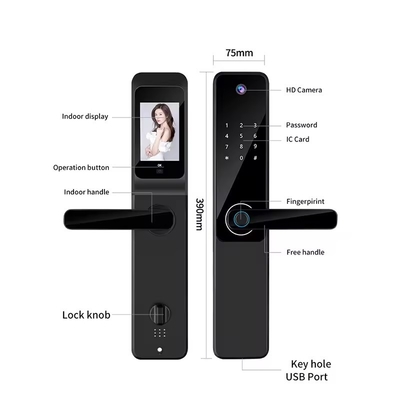 Glomarket Tuya Wifi Impressão digital Password Fechadura de porta inteligente Fechadura de controle remoto Smart com câmera