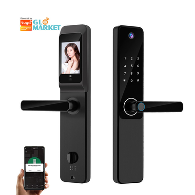 Glomarket Tuya Wifi Impressão digital Password Fechadura de porta inteligente Fechadura de controle remoto Smart com câmera