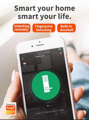 Glomarket Tuya Smart WiFi Código de fechadura digital de porta RFID Cartão IC Smartphone App Desbloquear Biométrica impressão digital Smart Lock