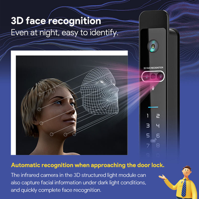 Glomarket Tuya 3d Face Cerradura Inteligente Automática Elétrica Wifi Câmera Impressão digital de dedos Fechadura de porta inteligente
