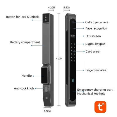 Glomarket Área exterior impermeável Ip68 Digital Eletrônica Tuya fechaduras inteligentes impressão digital Alumínio aço fechadura de porta de vidro deslizante