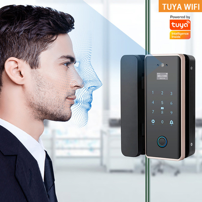 Glomarket Wifi Tuya App Remote Control Smart Fingerprint Glass Door Lock Card Password Face Unlock For Push Porta Deslizante