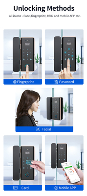 Glomarket Wifi Tuya App Remote Control Smart Fingerprint Glass Door Lock Card Password Face Unlock For Push Porta Deslizante
