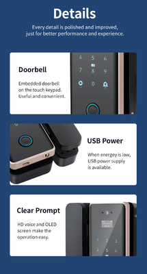 Glomarket Wifi Tuya App Remote Control Smart Fingerprint Glass Door Lock Card Password Face Unlock For Push Porta Deslizante