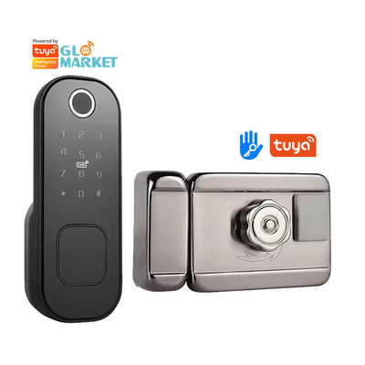 Glomarket Smart Home Waterproof Smart Electric Rim Lock com Tuya APP Control WIFI Portão de porta exterior Smart Lock impressão digital