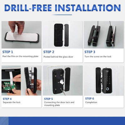 Glomarket Smart Tuya Wifi Glass Door Lock Impressão digital do teclado Password Lock Linkage inteligente Desbloqueio remoto