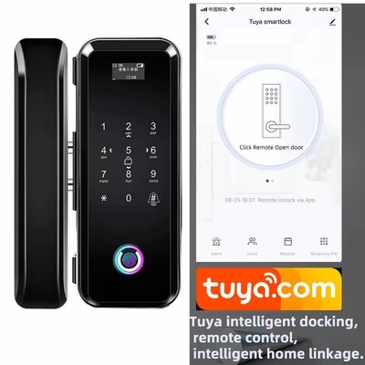 Glomarket Smart Tuya Wifi Glass Door Lock Impressão digital do teclado Password Lock Linkage inteligente Desbloqueio remoto