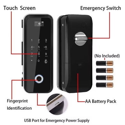 Glomarket Smart Tuya Wifi Glass Door Lock Impressão digital do teclado Password Lock Linkage inteligente Desbloqueio remoto