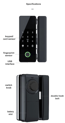 Glomarket Tuya Smart Glass Door Lock Biometric Fingerprint BLE Smart Electronic Lock Para escritório Porta de vidro