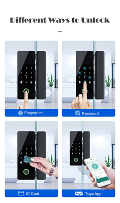 Glomarket Tuya Smart Glass Door Lock Biometric Fingerprint BLE Smart Electronic Lock Para escritório Porta de vidro