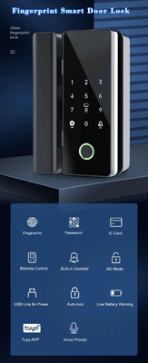 Glomarket Tuya Smart Glass Door Lock Biometric Fingerprint BLE Smart Electronic Lock Para escritório Porta de vidro