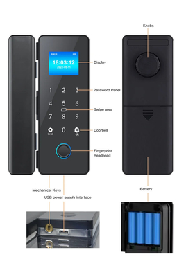 Glomarket Smart Glass Door Lock Wifi Remote Control Tuya app Office Lock Card Digital Biometric Fingerprint Fechadura de porta
