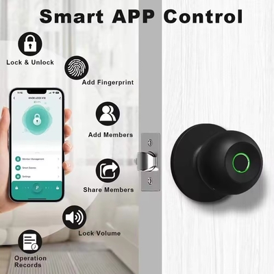 Glomarket Wholesale Inteligente Boto Redondo Bloqueio Bloqueio Sem Chave Smart Portão Manubrio Bloqueio Tuya App Controle Smart Fingerprint Bloqueio Portão