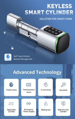 Glomarket Tuya Ttlock Smart Digital Keyless Door Lock Cylinder Combinação Password &amp; Card Bloqueio Eletrônico Cylinders Smart Lock