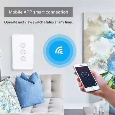 Glomarket Tuya Zigbee/wifi EU Vidro Temperado Botão Côncavo Toque Luz Switch 1/2/3/4 Gang Wifi Switch de Parede Trabalhar com Google Alexa