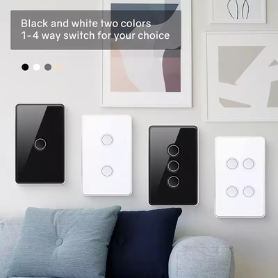 Glomarket Tuya Zigbee/wifi EU Vidro Temperado Botão Côncavo Toque Luz Switch 1/2/3/4 Gang Wifi Switch de Parede Trabalhar com Google Alexa