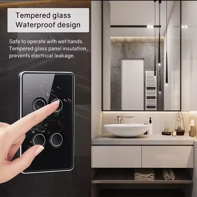 Glomarket Tuya Zigbee/wifi EU Vidro Temperado Botão Côncavo Toque Luz Switch 1/2/3/4 Gang Wifi Switch de Parede Trabalhar com Google Alexa